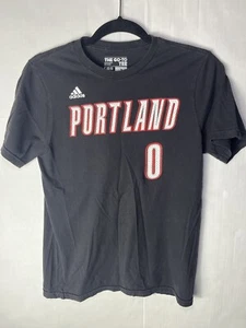 GUC Adidas Portland Trail Blazers #0 Damian Lillard Black T-Shirt Sz Large Young - Picture 1 of 7