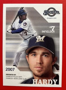 2007 MILWAUKEE BREWERS JJ HARDY Regional Police Baseball Card Vtg FPD - Picture 1 of 2