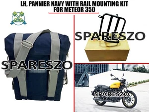 "LH PANNIER, NAVY & MOUNTING KIT" Fit For Royal Enfield Meteor 350 - Picture 1 of 16