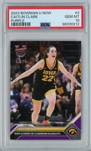 2023 Bowman U Now 2 Caitlin Clark Purple Parallel /25 PSA 10 Gem Mint POP 4 - Picture 1 of 2