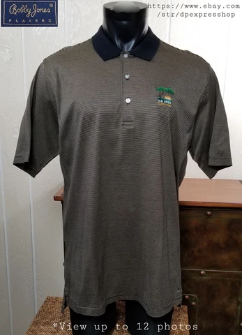 US Open Torrey Pines 2008 BOBBY JONES Players Golf Polo S/S Striped Shirt Sz M Cover