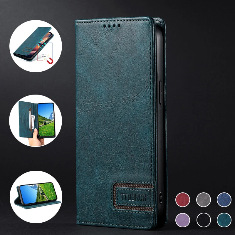 Genuine Leather Wallet Case Card Magnetic Flip Cover for OnePlus 11 9 8T 7T Pro - Image 1 of 4