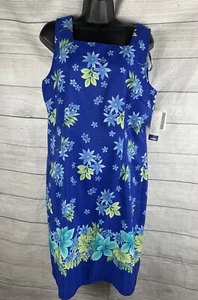 Sag Harbor Womens Floral Dress Petite Size 14P Blue Sleeveless Shift Spring - Picture 1 of 10