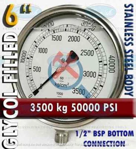 Manometer Manometer Dual Waage 3500 KG 50000 PSI 1/2 BSP Bodenanschluss - Bild 1 von 1
