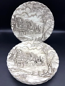 Set of 5 Myott Fine Staffordshire Royal Mail Brown 10" Dinner Plates Ironstone - Picture 1 of 9