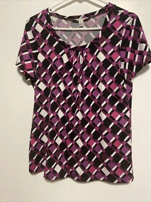 Top Studio Works Geométrico Negro Y Rosa Manga Corta Talla M Foto 1 de 4