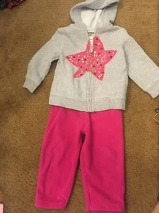 OSHKOSH Gray Hoodie Zipped Up Sweater Set Toddler Girl 24 Months - Picture 1 of 2