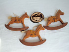 lot of 4 wood Hand carved ROCKING HORSES Lazer cut RACOON Christmas ornaments