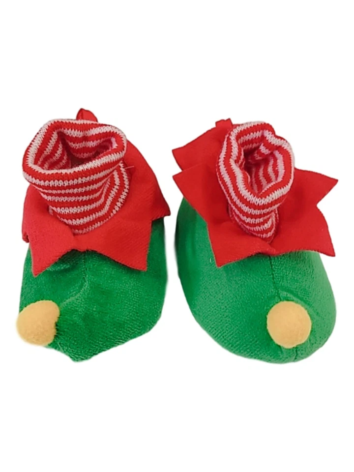 Infant & Toddler Boys Green & Red Elf Holiday Baby Slippers House Shoes - Image 1 of 1