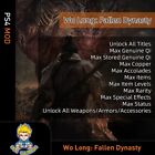 Wo Long : Fallen Dynasty (PS4 Mod) - Qi max/objets/rareté/armes/armures/accessoires