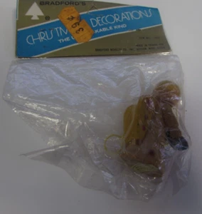 VINTAGE - WOODEN ANGEL WITH HARP ORNAMENT (DECORATION) - UNOPENED - Picture 1 of 2