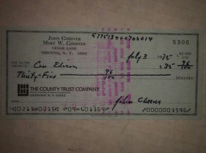 John  Cheever  Signed Check  - Picture 1 of 2