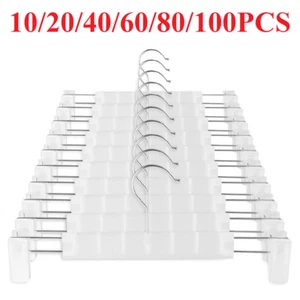 100PCS Pants Hangers with Adjustable Anti-Rust Clips for Pants Skirts Clothes - Picture 1 of 15