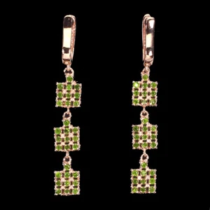 925 Sterling Silver Earrings Round Chrome Diopside Gemstone Jewelry - Picture 1 of 11