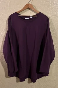 Denim & Co. Active Tunika Sweatshirt Damen Lila 3X French Terry Taschen - Bild 1 von 7