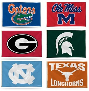 College Banner Flag - NCAA Outdoor Flag Single Sided - 3' x 5' - PICK YOUR TEAM - Picture 1 of 38