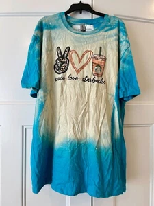 PEACE LOVE STARBUCKS Retro T-Shirt - Womens Size XL Extra Large - NEW w/TAGS - Picture 1 of 7