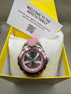 Reloj Invicta Mujer 38MM Ángel Cuadrante Plateado y Rosa Correa Silicona Cuarzo 17480 Foto 1 de 4