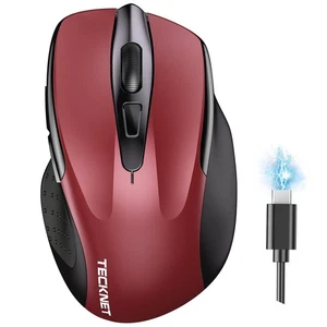 Red Wireless Mouse, BT 5.0, 2.4G, Rechargeable, 4800 DPI, Silent, 6 Button - Picture 1 of 8