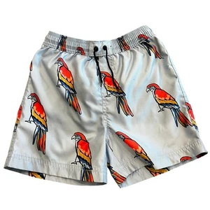 Tea Collection Boys Parrot Swim Trunks - Size 8 - Blue with Colorful Bird Print - Picture 1 of 7