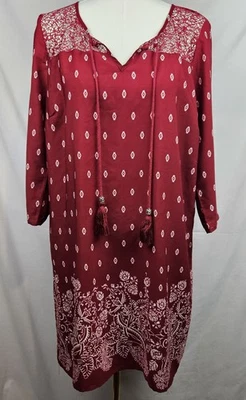 Vestido Rue 21 vermelho estampa floral borla detalhe de renda tamanho XL boho hippie cottagecore  - Imagem 1 de 4