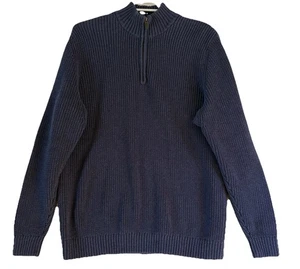 Duluth Trading Co Pullover Herren Gr. XL Navy Strapazierfähige Baumwolle 1/4 Reißverschluss Strick - Bild 1 von 7