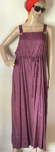Vintage Overall Purple Calico Maxi Dress Pullover Tie Waist by Pellini Size XL - Picture 1 of 9