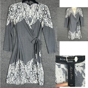 BCBG Maxazria petites Medium Black Gray Floral Kimono Robe Sleepwear PJ - Picture 1 of 15