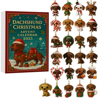 Dachshund christmas advent calendar 2025, 24 Days UniqueDog Advent Calendar2D - Image 1 of 4