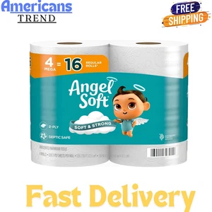 Angel Soft Toilet Paper, 4 Mega Rolls = 16 Regular Rolls, Soft and Strong Toilet - Picture 1 of 7