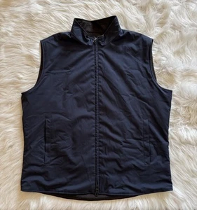 Loro Piana Reversible Full Zip Nylon Vest Wool Cashmere Lined Navy Blue Grey XXL - Picture 1 of 12