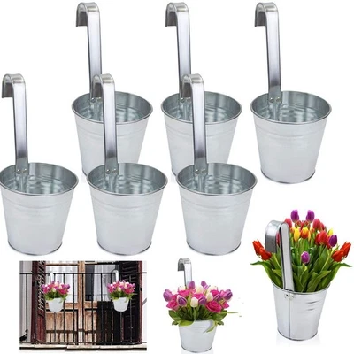 6 x Hängetopf Blumentopf Hängetöpfe Garten Balkon Blumen Topf Kräutertopf Zink - Bild 1 von 4