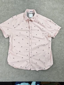 Camisa Denim & Flower Ricky Singh Para Hombre Grande Rosa Flamenco Manga Corta Botón - Imagen 1 de 8