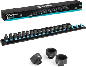 3/8" Drive Stubby Impact Socket Set, Low Profile Impact Sockets, 19-Piece, Metri - Foto 1 di 7