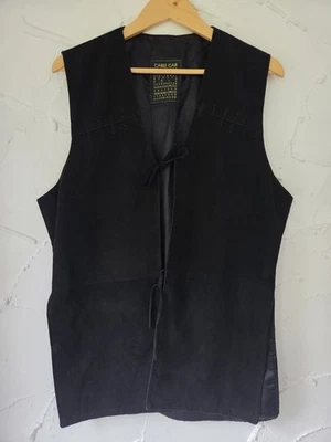Chaleco de cuero vintage para teleférico talla XL negro pecho 45" Foto 1 de 4