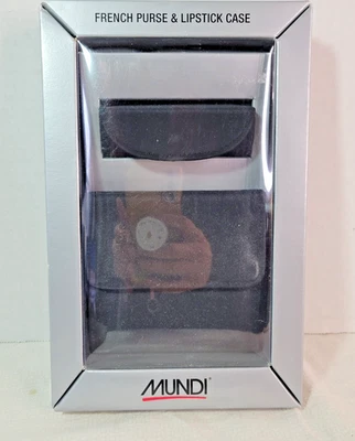 Mundi French Purse and Lipstick Case New in Box Black - Image 1 of 4