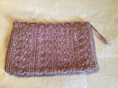 Bolso de Mano Vintage Crochet Rafia Lavanda Hecho en Japón Boho Hippie Playa Foto 1 de 4