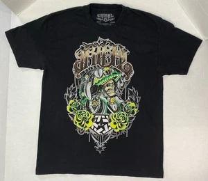 Camiseta Tribal Gear 20th M LG Calavera Rosas Tocado Ojo de Cuervo Azteca Ropa de Calle Negra - Imagen 1 de 15