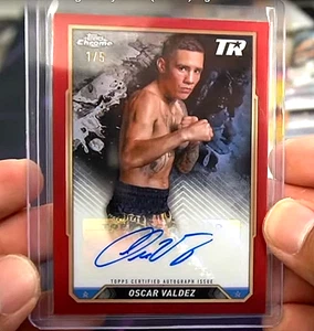 OSCAR VALDEZ 2024 Topps Chrome Boxing Refractor RED AUTO 1/5 - SSP RC Autograph - Bild 1 von 1