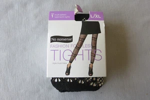 No Nonsense Multi Pattern Openwork Footless Tights, Size L/XL, Black, New - Picture 1 of 6
