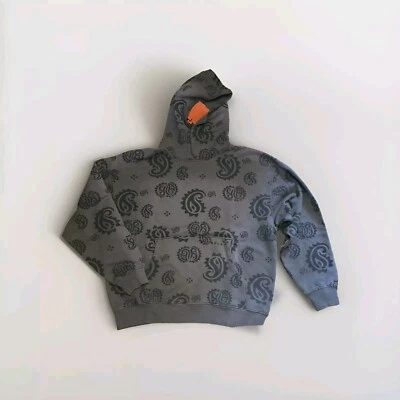 Sudadera con Capucha YoungLA Verde Musgo Lavado Estampado Cachemira Desvanecido Talla Med Nueva con Etiquetas Streetware Gimnasio  Foto 1 de 4