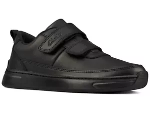 Clarks Kids Infants Toddler Junior Vibrant Glow Shoes F Fit School Leather Black - Picture 1 of 5