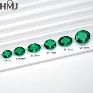 AGL Certified Lab Created Columbia Emerald Oval Shape Jewelry Making Materials - Picture 1 of 22