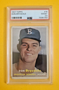 1957 Topps Don Drysdale #18 Rookie Card Brooklyn Dodgers / PSA 2.5 Good+