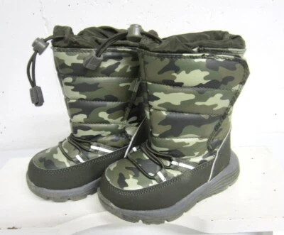 LAND END снег Flurry изолированный снег ботинки зеленый камуфляж ребенка ясельного возраста Sz 6 M Великобритании 5 EU 22 - Изображение 1 из 4