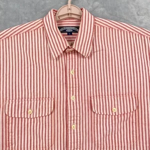 Thornton Bay Clothing Shirt Mens Large Red White Striped Button Up Long Sleeve - Picture 1 of 11