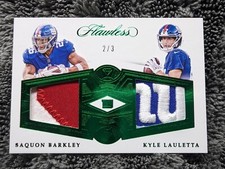 🔥2018 Flawless Saquon Barkley Kyle Lauletta Emerald Dual Patch #/3 Player Worn!