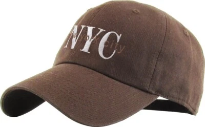 New York City NYC Adjustable Cotton Novelty Brown Cap Dad Hat by KB Ethos - Image 1 of 3