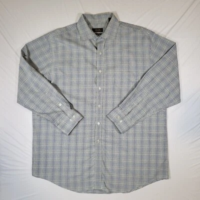 Tasso Elba Mens Dress Shirt XL 17 32-33 Button Up Regular Fit Non Iron Plaid - Image 1 of 4