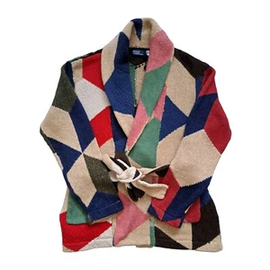 RRP £745 Polo Ralph Lauren Linen Cotton Patchwork Aztec Cardigan .Size S - Picture 1 of 9